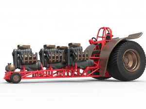 Tractor de tracci&oacute;n con 4 motores V8 Versi&oacute;n 5 Escala 1 a 25 Modelo de impresión 3D