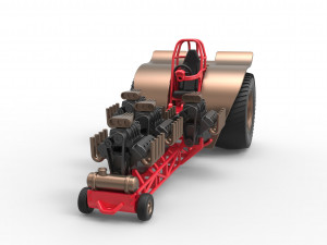 Pulling tractor with 4 engines V8 Version 5 Scale 1 to 25 Modelo de impresión 3D