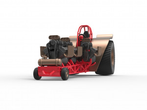 Pulling tractor with 4 engines V8 Version 5 Scale 1 to 25 Modelo de impresión 3D