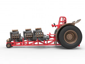 Tractor de tracci&oacute;n con 4 motores V8 Versi&oacute;n 5 Escala 1 a 25 Modelo de impresión 3D