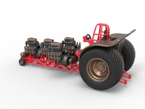 Tractor de tracci&oacute;n con 4 motores V8 Versi&oacute;n 5 Escala 1 a 25 Modelo de impresión 3D