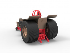 Pulling tractor with 4 engines V8 Version 5 Scale 1 to 25 Modelo de impresión 3D
