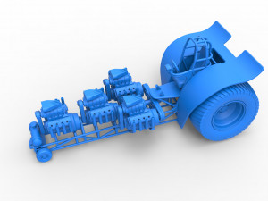 Pulling tractor with 4 engines V8 Version 5 Scale 1 to 25 Modelo de impresión 3D
