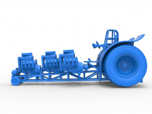 Pulling tractor with 4 engines V8 Version 5 Scale 1 to 25 Modelo de impresión 3D
