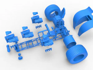 Tractor de tracci&oacute;n con 4 motores V8 Versi&oacute;n 5 Escala 1 a 25 Modelo de impresión 3D