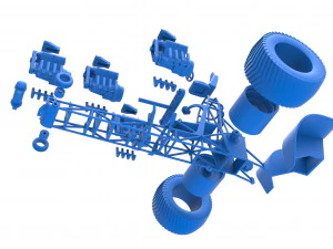 Tractor de tracci&oacute;n con 4 motores V8 Versi&oacute;n 5 Escala 1 a 25 Modelo de impresión 3D