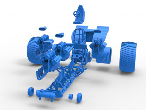 Pulling tractor with 4 engines V8 Version 5 Scale 1 to 25 Modelo de impresión 3D