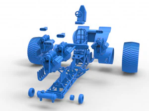 Tractor de tracci&oacute;n con 4 motores V8 Versi&oacute;n 5 Escala 1 a 25 Modelo de impresión 3D