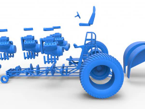 Tractor de tracci&oacute;n con 4 motores V8 Versi&oacute;n 5 Escala 1 a 25 Modelo de impresión 3D