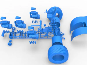 Tractor de tracci&oacute;n con 4 motores V8 Versi&oacute;n 5 Escala 1 a 25 Modelo de impresión 3D