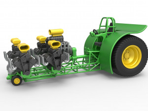 Pulling tractor with 5 engines V8 Version 5 Scale 1 to 25 Modelo de impresión 3D