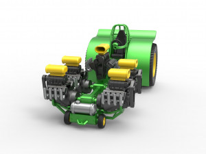 Pulling tractor with 5 engines V8 Version 5 Scale 1 to 25 Modelo de impresión 3D