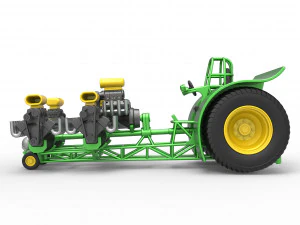 Pulling tractor with 5 engines V8 Version 5 Scale 1 to 25 3D Print Model