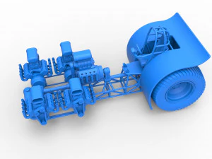 Pulling tractor with 5 engines V8 Version 5 Scale 1 to 25 3D Print Model