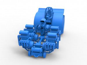 Pulling tractor with 5 engines V8 Version 5 Scale 1 to 25 Modelo de impresión 3D