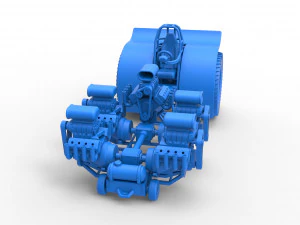 Pulling tractor with 5 engines V8 Version 5 Scale 1 to 25 3D Print Model