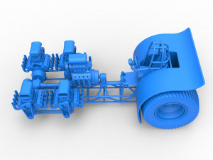 Pulling tractor with 5 engines V8 Version 5 Scale 1 to 25 Modelo de impresión 3D