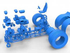 Pulling tractor with 5 engines V8 Version 5 Scale 1 to 25 3D Print Model