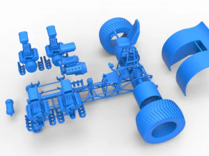 Pulling tractor with 5 engines V8 Version 5 Scale 1 to 25 3D Print Model