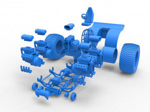 Pulling tractor with 5 engines V8 Version 5 Scale 1 to 25 Modelo de impresión 3D