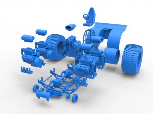 Pulling tractor with 5 engines V8 Version 5 Scale 1 to 25 3D Print Model