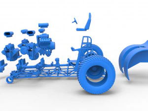 Pulling tractor with 5 engines V8 Version 5 Scale 1 to 25 3D Print Model