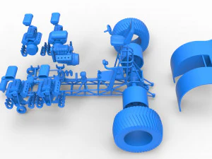 Pulling tractor with 5 engines V8 Version 5 Scale 1 to 25 3D Print Model