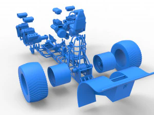 Pulling tractor with 5 engines V8 Version 5 Scale 1 to 25 3D Print Model