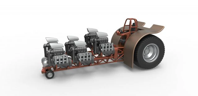 Pulling tractor with 6 engines V8 Version 3 Scale 1 to 25 3D Print Model .c4d .max .obj .3ds .fbx .stl .blend 