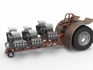 Pulling tractor with 6 engines V8 Version 3 Scale 1 to 25 3D Принт Модель