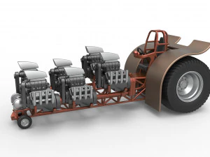 Pulling tractor with 6 engines V8 Version 3 Scale 1 to 25 3D Print Model