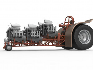 Pulling tractor with 6 engines V8 Version 3 Scale 1 to 25 Modelo de Impressão 3D