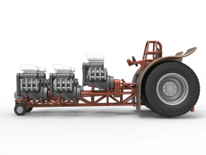 Pulling tractor with 6 engines V8 Version 3 Scale 1 to 25 3D Print Model