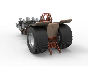 Pulling tractor with 6 engines V8 Version 3 Scale 1 to 25 3D Print Model