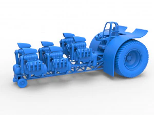 Pulling tractor with 6 engines V8 Version 3 Scale 1 to 25 3D Print Model