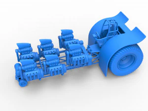 Pulling tractor with 6 engines V8 Version 3 Scale 1 to 25 3D Print Model