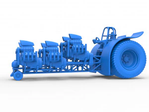 Pulling tractor with 6 engines V8 Version 3 Scale 1 to 25 3D Print Model