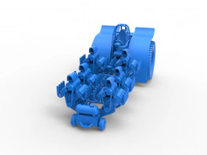 Pulling tractor with 6 engines V8 Version 3 Scale 1 to 25 3D Print Model