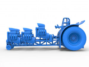 Pulling tractor with 6 engines V8 Version 3 Scale 1 to 25 3D Print Model