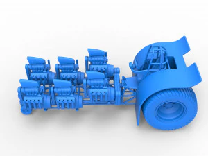 Pulling tractor with 6 engines V8 Version 3 Scale 1 to 25 3D Print Model