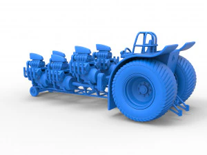 Pulling tractor with 6 engines V8 Version 3 Scale 1 to 25 3D Print Model
