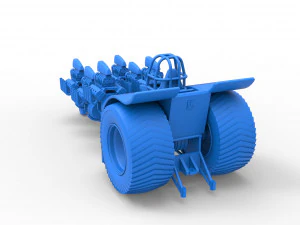 Pulling tractor with 6 engines V8 Version 3 Scale 1 to 25 3D Print Model