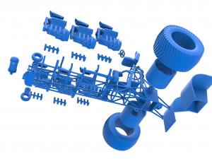 Pulling tractor with 6 engines V8 Version 3 Scale 1 to 25 Modelo de Impressão 3D