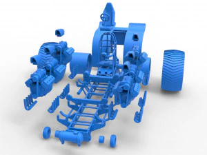 Pulling tractor with 6 engines V8 Version 3 Scale 1 to 25 3D Print Model