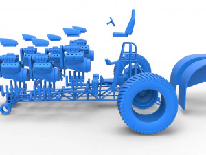 Pulling tractor with 6 engines V8 Version 3 Scale 1 to 25 3D Print Model