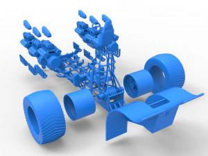 Pulling tractor with 6 engines V8 Version 3 Scale 1 to 25 3D Print Model