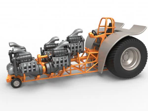 Trator puxador com 5 motores V8 Vers&atilde;o 6 Escala 1 a 25 Modelo de Impressão 3D