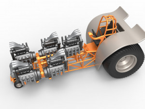 Pulling tractor with 5 engines V8 Version 6 Scale 1 to 25 Modèles 3D en vedette
