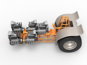 Pulling tractor with 5 engines V8 Version 6 Scale 1 to 25 Modèles 3D en vedette