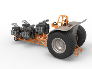 Pulling tractor with 5 engines V8 Version 6 Scale 1 to 25 Modèles 3D en vedette
